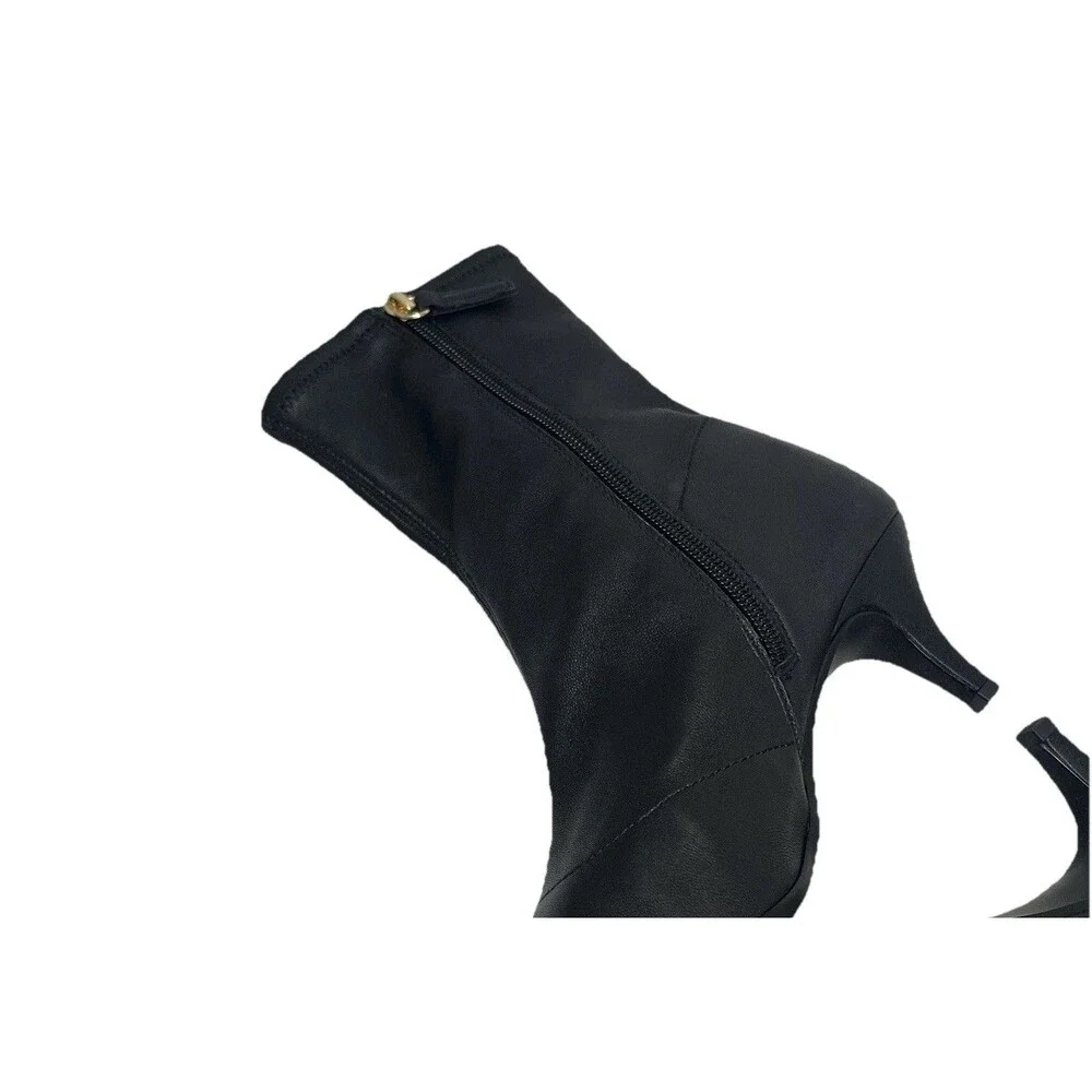J‎ Crew Black Leather Stevie Kitten Heel Pointed Toe Ankle Boots Luxury 7.5